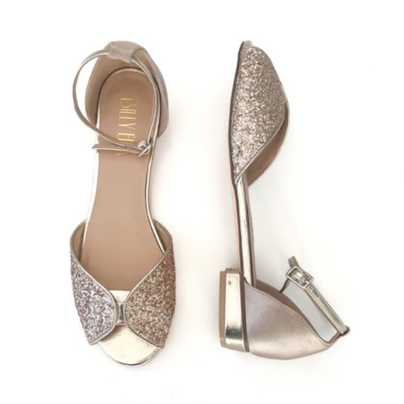 Anthropologie Shoes - BHLDN Anthropologie Billy Ella Jeni Flats Gold Champagne Gitter 7.5